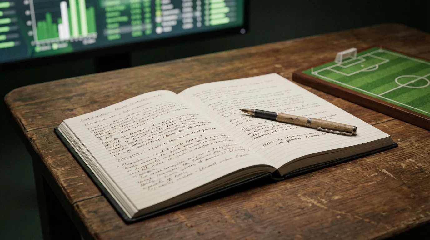 Estrategias de apuestas en la Ligue 1 con libreta de análisis y estadísticas de fútbol sobre la mesa
